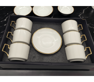 12 PCS Service à café en céramique - BLANC GOLD