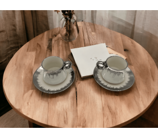 12 PCS Service à café en céramique - BLANC SILVER