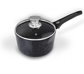 Set de Casserole Antiadhésive avec Couvercle - 16CM,  18CM & 20CM - Revêtement Pierre - Compatible Tous Feux