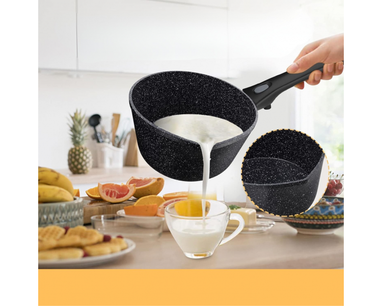 Set de Casserole Antiadhésive avec Couvercle - 16CM,  18CM & 20CM - Revêtement Pierre - Compatible Tous Feux