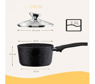 Set de Casserole Antiadhésive avec Couvercle - 16CM,  18CM & 20CM - Revêtement Pierre - Compatible Tous Feux